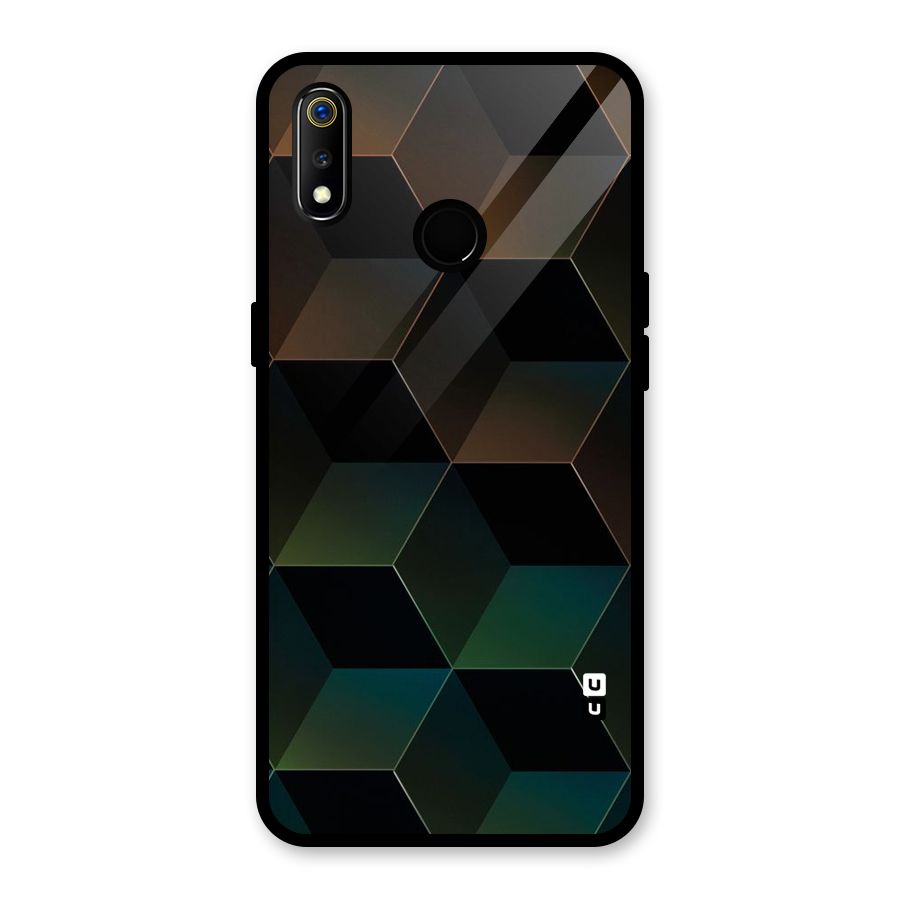 Hexagonal Design Glass Back Case for Realme 3i