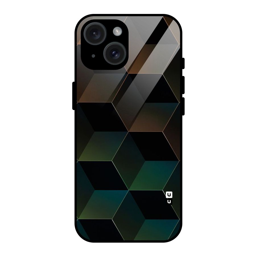 Hexagonal Design Glass Back Case for iPhone 15
