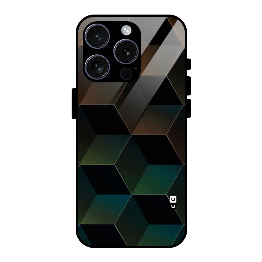 Hexagonal Design Glass Back Case for iPhone 15 Pro