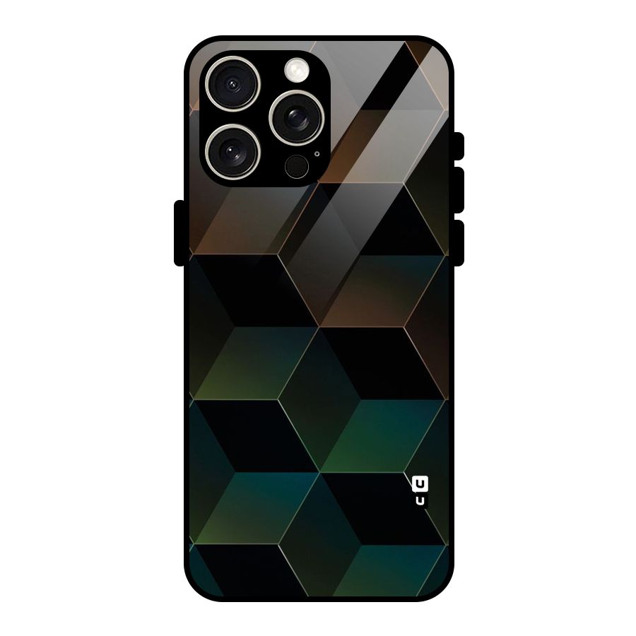 Hexagonal Design Glass Back Case for iPhone 15 Pro Max