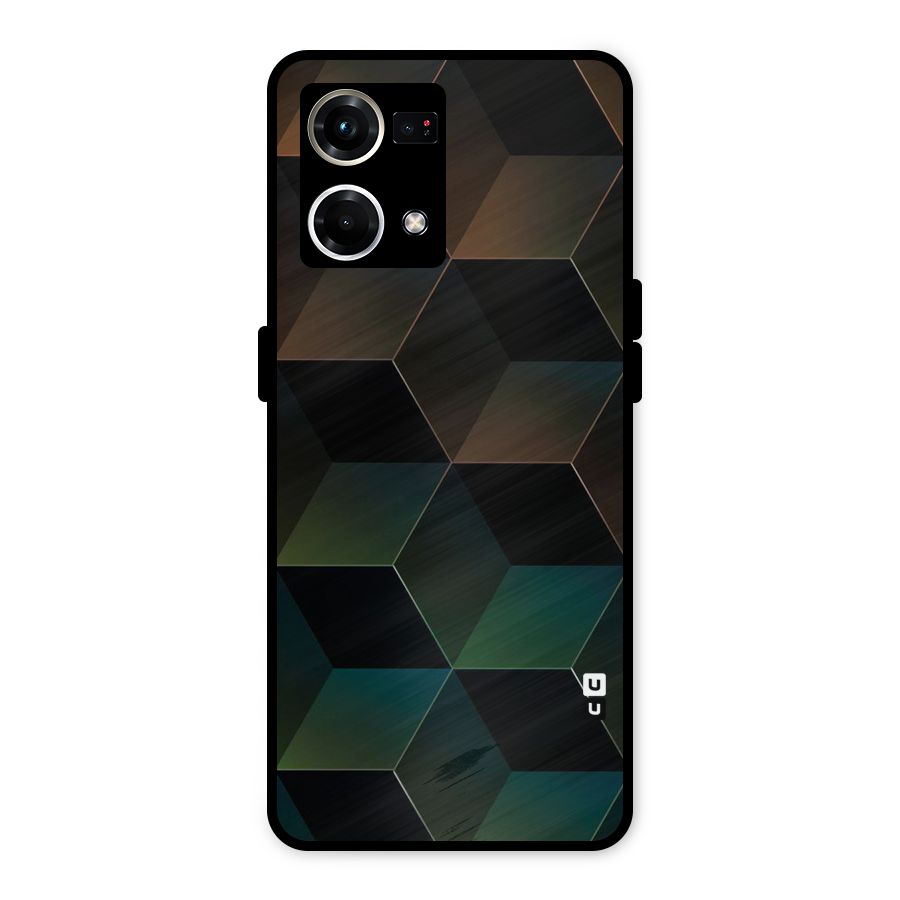 Hexagonal Design Metal Back Case for Oppo F21 Pro 4G