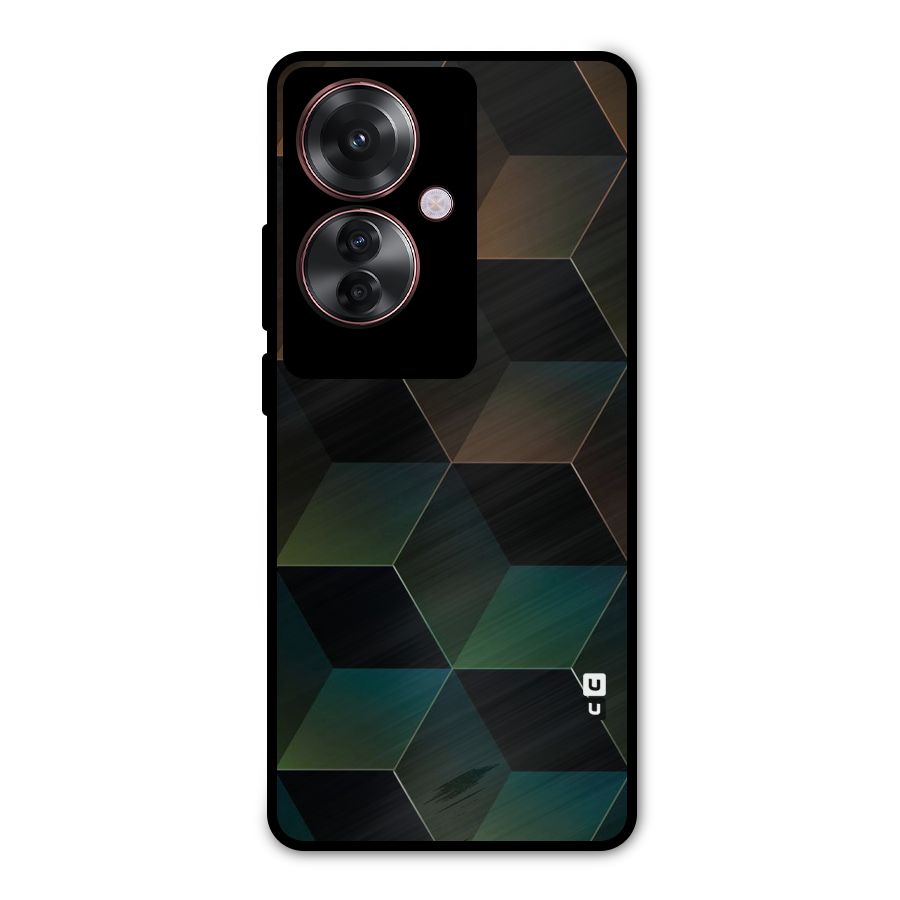 Hexagonal Design Metal Back Case for Oppo F25 Pro