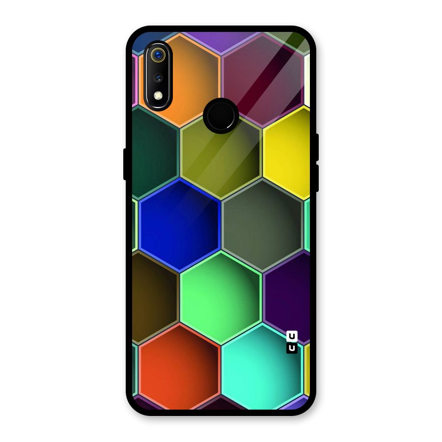 Hexagonal Palette Glass Back Case for Realme 3