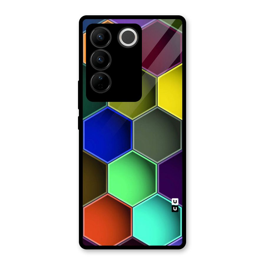 Hexagonal Palette Glass Back Case for Vivo V27 Pro