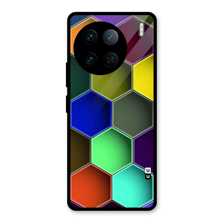 Hexagonal Palette Glass Back Case for Vivo X90 Pro