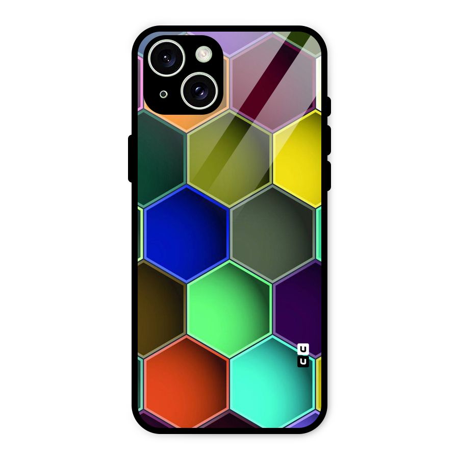Hexagonal Palette Glass Back Case for iPhone 15 Plus
