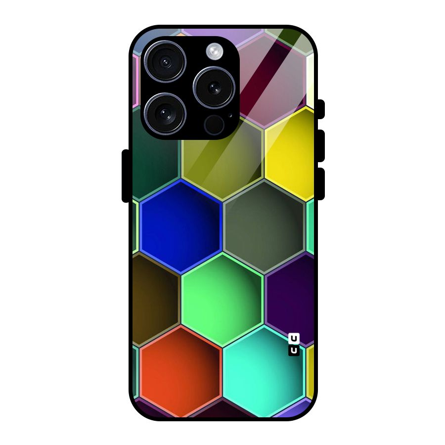 Hexagonal Palette Glass Back Case for iPhone 15 Pro