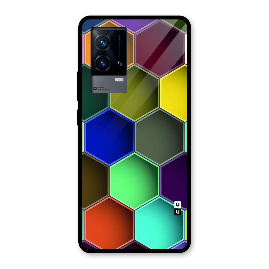 Hexagonal Palette Glass Back Case for iQOO 9 5G