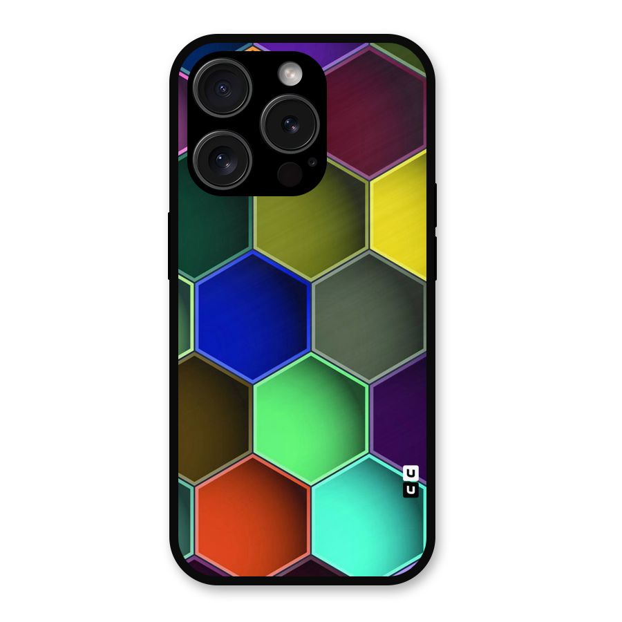 Hexagonal Palette Metal Back Case for iPhone 15 Pro