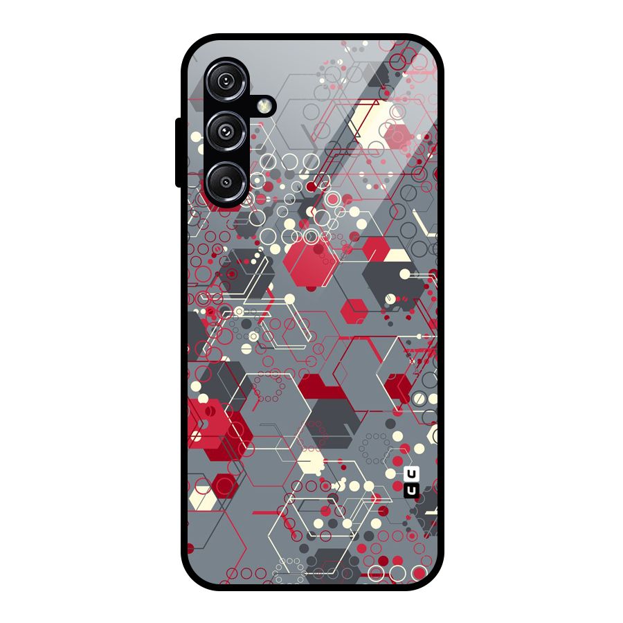 Hexagons Pattern Glass Back Case for Galaxy M34 5G