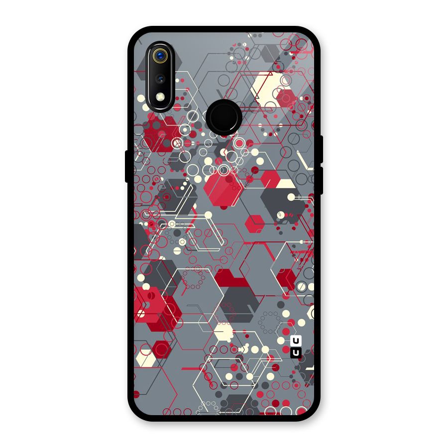 Hexagons Pattern Glass Back Case for Realme 3i