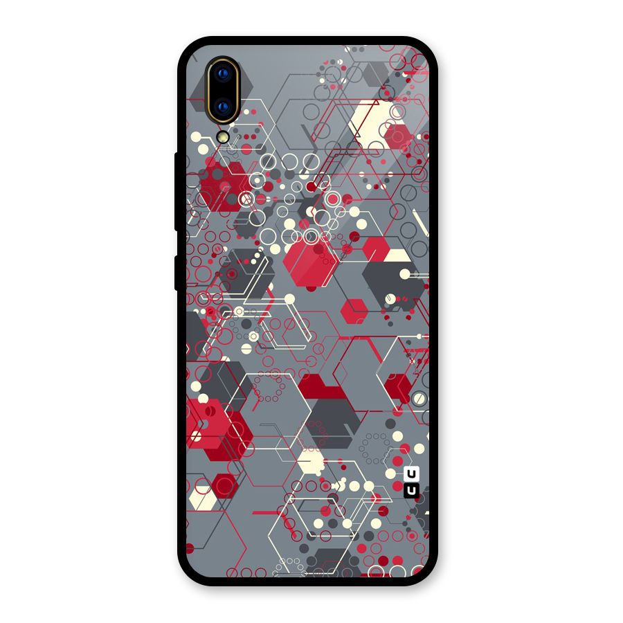 Hexagons Pattern Glass Back Case for Vivo V11 Pro