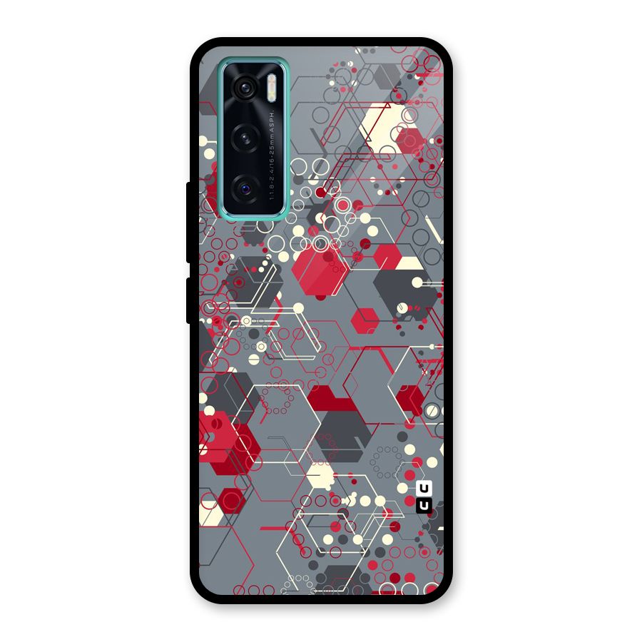 Hexagons Pattern Glass Back Case for Vivo V20 SE