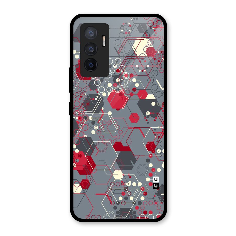 Hexagons Pattern Glass Back Case for Vivo V23e