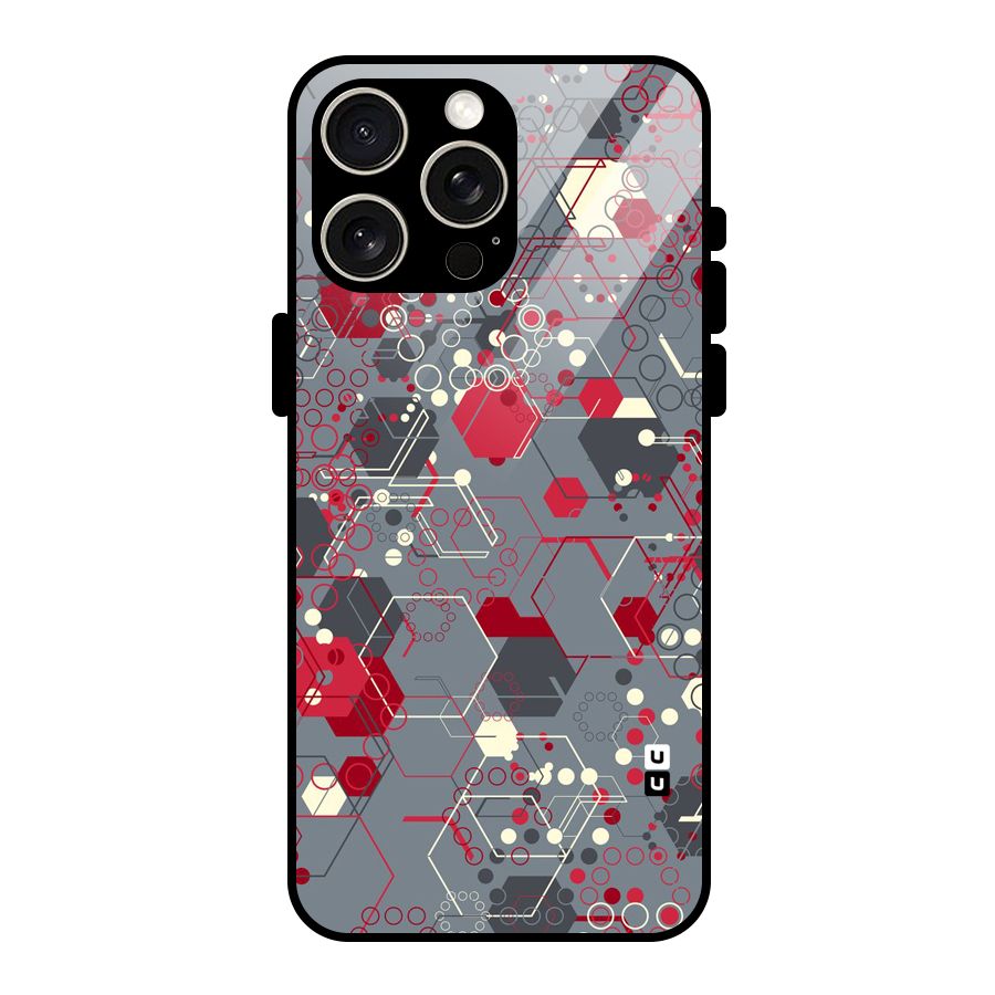 Hexagons Pattern Glass Back Case for iPhone 15 Pro Max