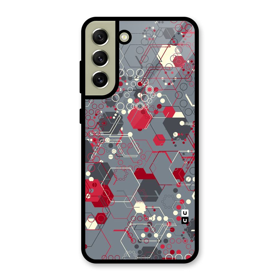 Hexagons Pattern Metal Back Case for Galaxy S21 FE 5G (2023)