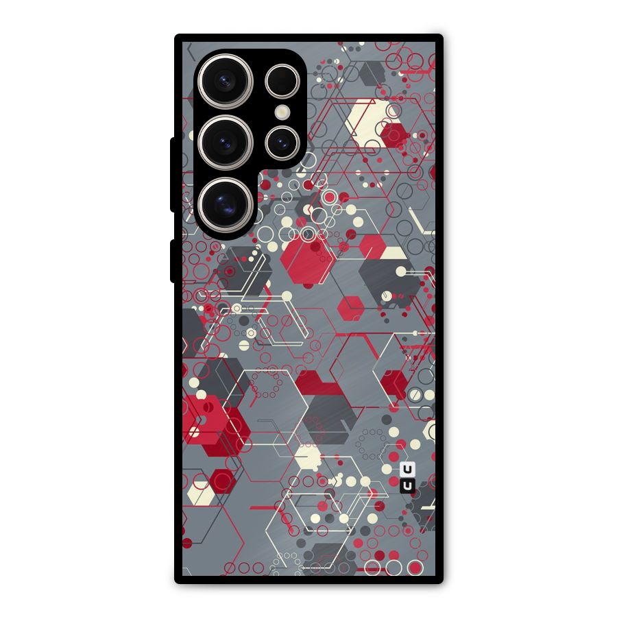 Hexagons Pattern Metal Back Case for Galaxy S24 Ultra