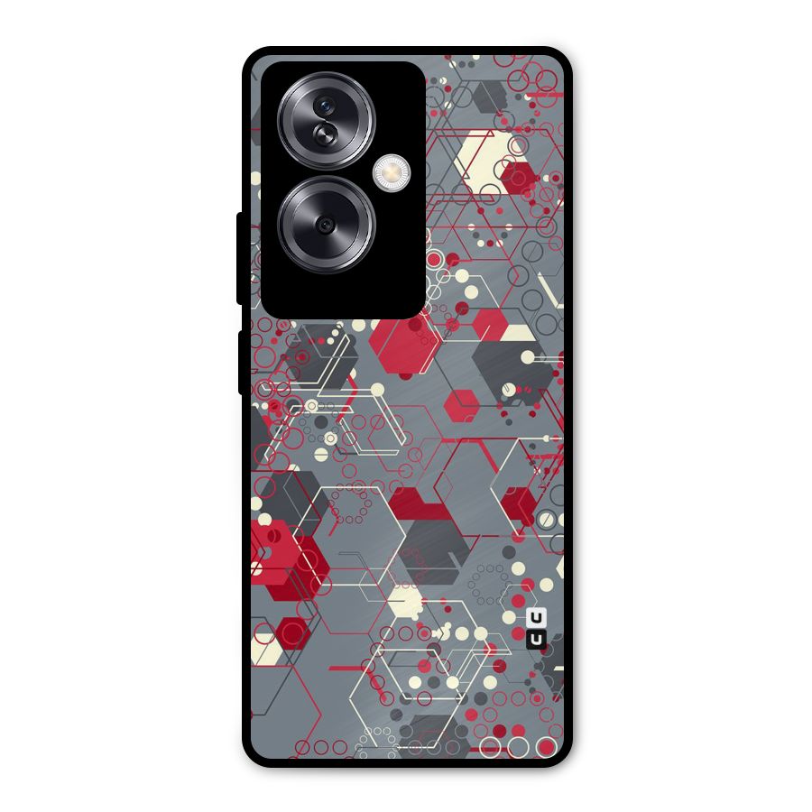 Hexagons Pattern Metal Back Case for Oppo A79 5G