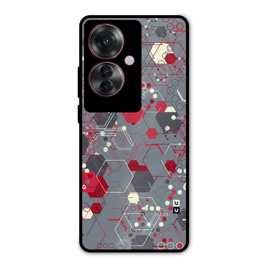 Hexagons Pattern Metal Back Case for Oppo F25 Pro