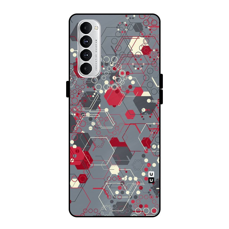 Hexagons Pattern Metal Back Case for Oppo Reno4 Pro