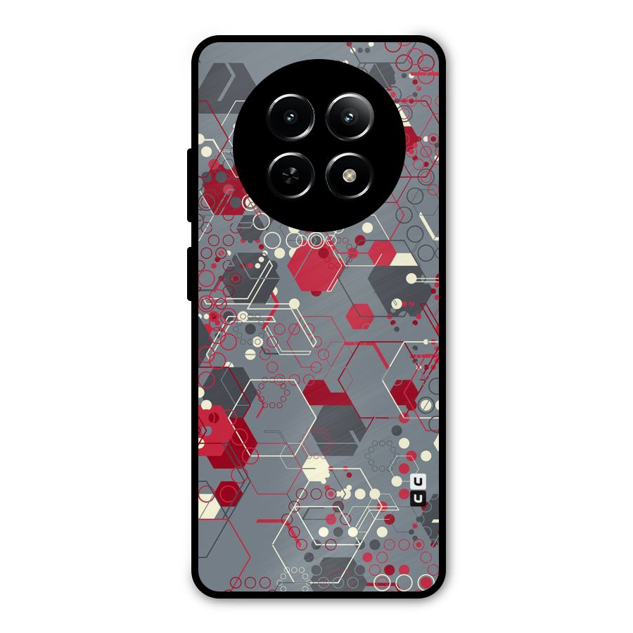 Hexagons Pattern Metal Back Case for Realme 12 5G