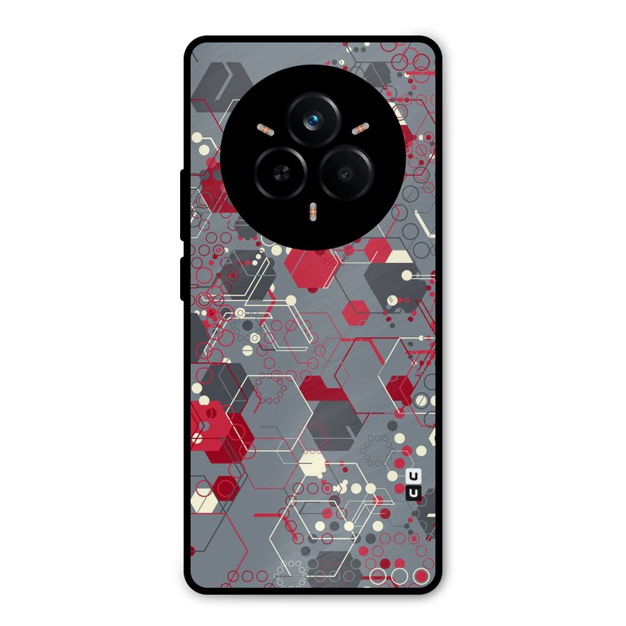 Hexagons Pattern Metal Back Case for Realme 14 Pro Plus