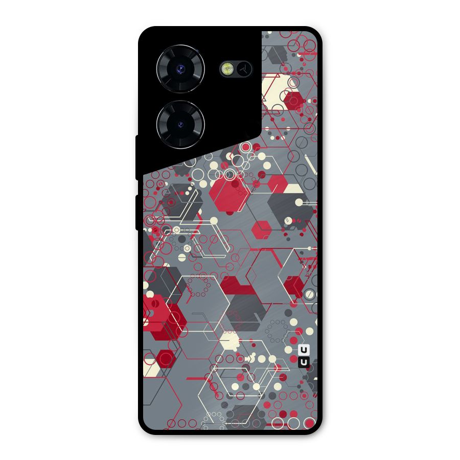 Hexagons Pattern Metal Back Case for Tecno Pova 5 Pro 5G