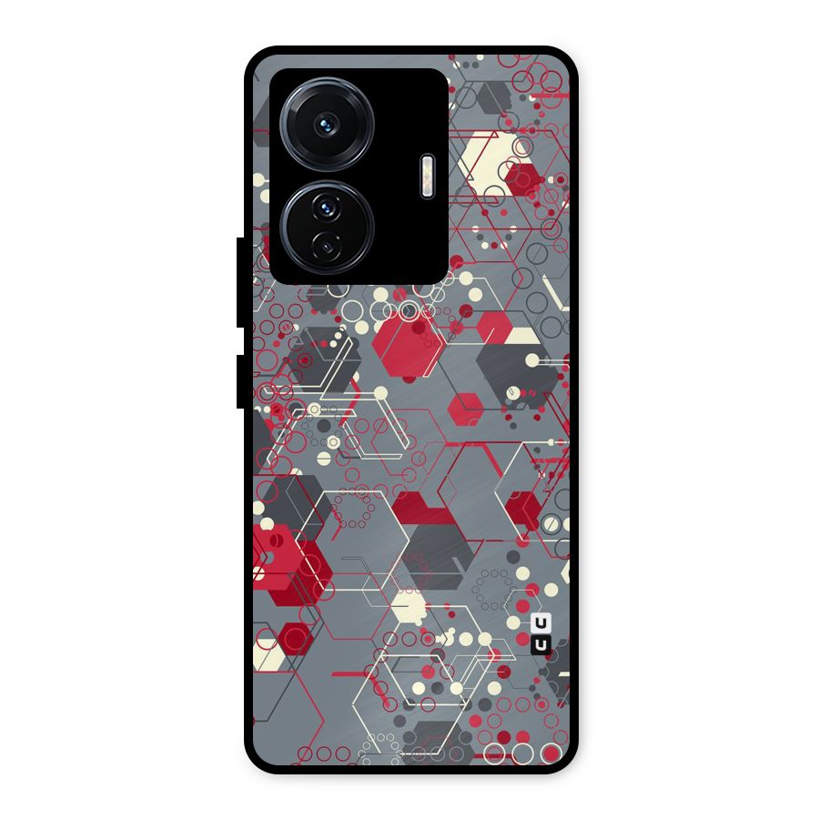 Hexagons Pattern Metal Back Case for Vivo T1 Pro
