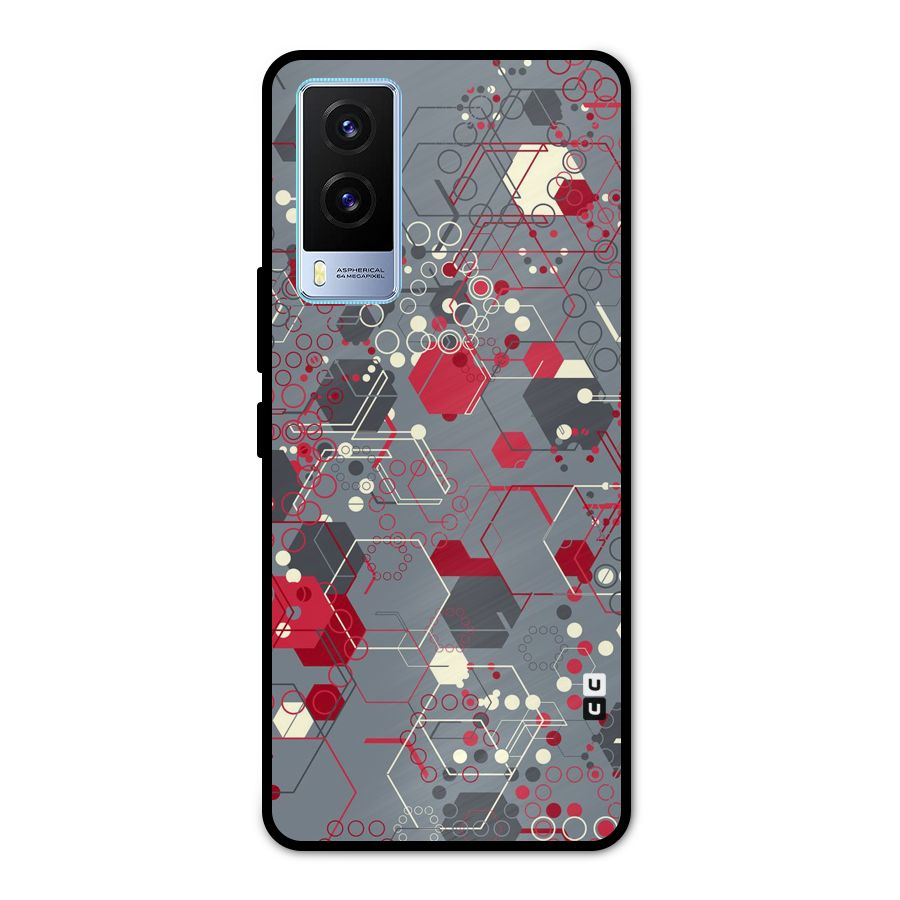 Hexagons Pattern Metal Back Case for Vivo V21e 5G