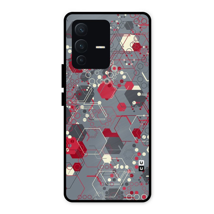 Hexagons Pattern Metal Back Case for Vivo V23 5G
