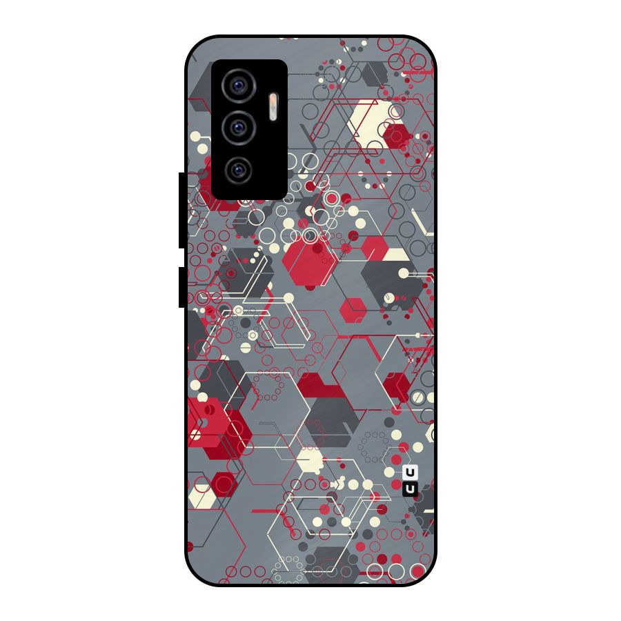 Hexagons Pattern Metal Back Case for Vivo V23e