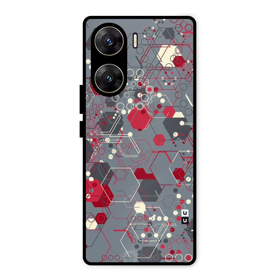 Hexagons Pattern Metal Back Case for Vivo V29e