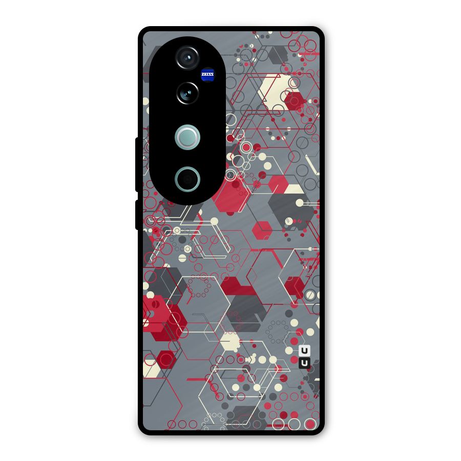 Hexagons Pattern Metal Back Case for Vivo V40 Pro