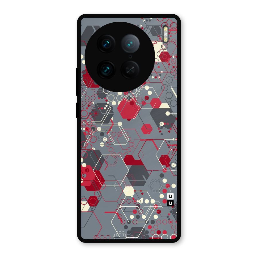 Hexagons Pattern Metal Back Case for Vivo X90 Pro