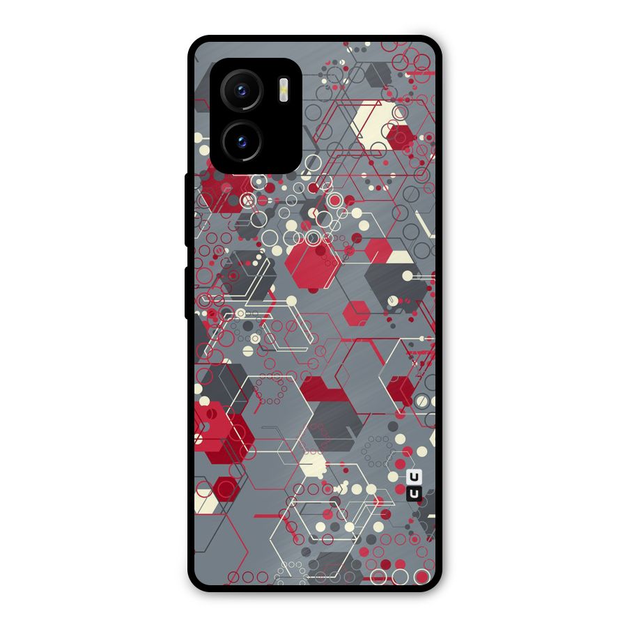 Hexagons Pattern Metal Back Case for Vivo Y15s