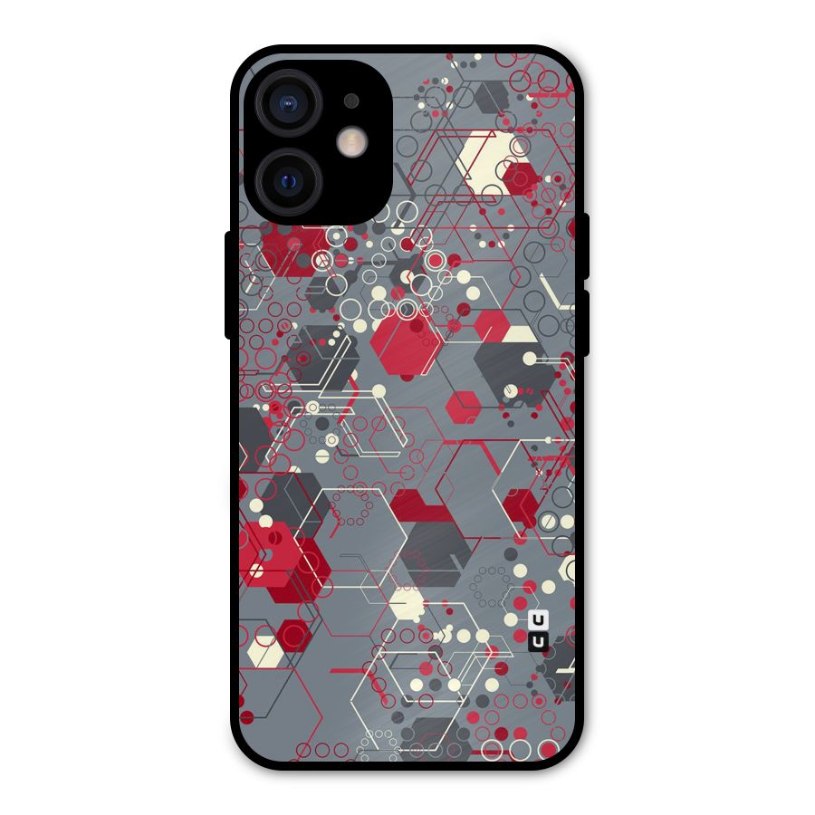 Hexagons Pattern Metal Back Case for iPhone 12 Mini