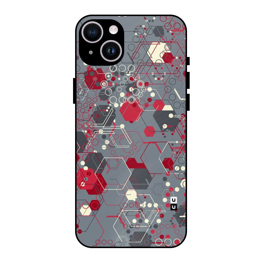 Hexagons Pattern Metal Back Case for iPhone 14 Plus