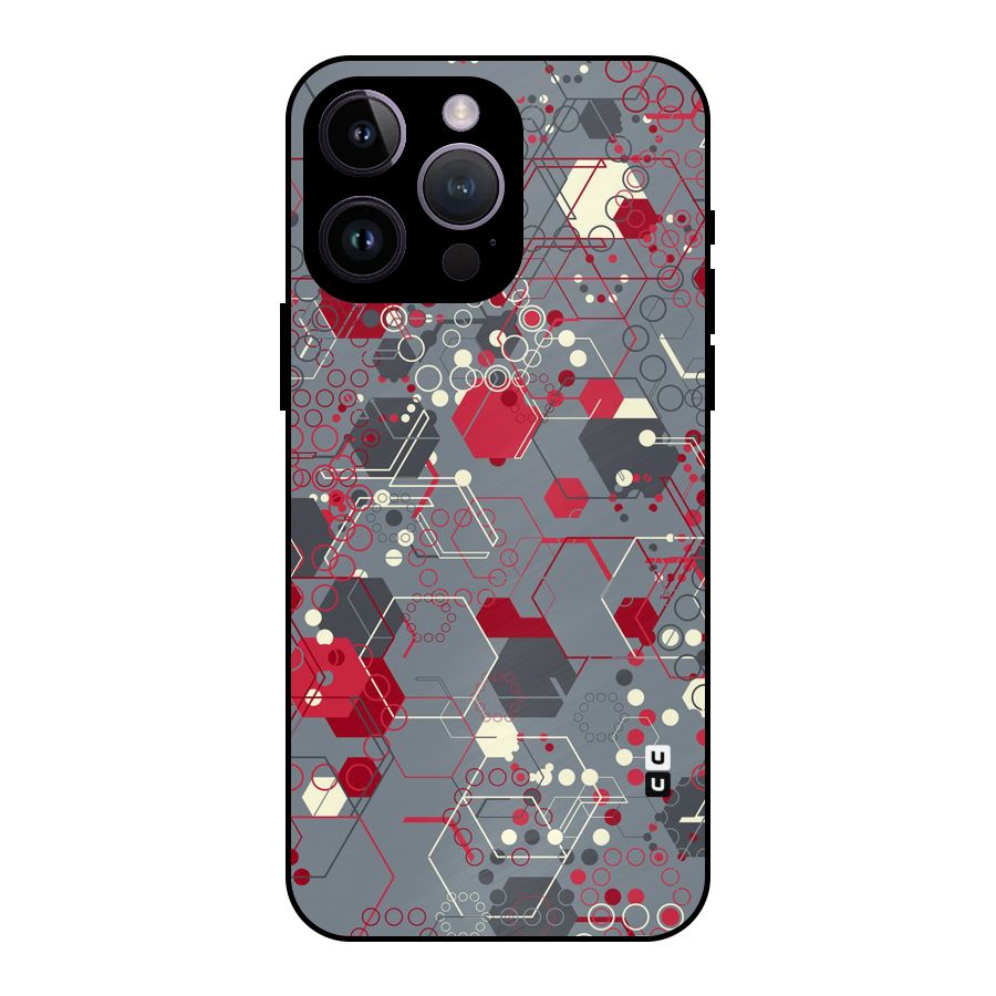 Hexagons Pattern Metal Back Case for iPhone 14 Pro Max