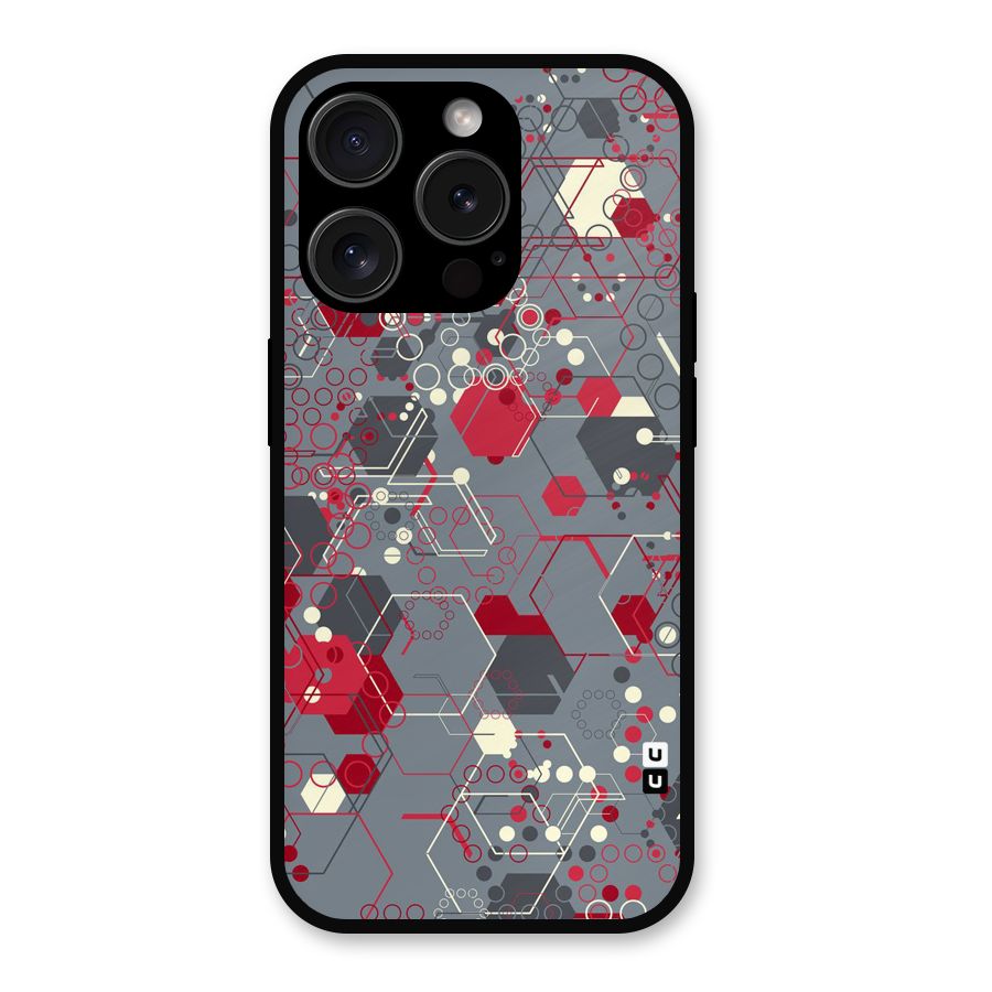Hexagons Pattern Metal Back Case for iPhone 15 Pro