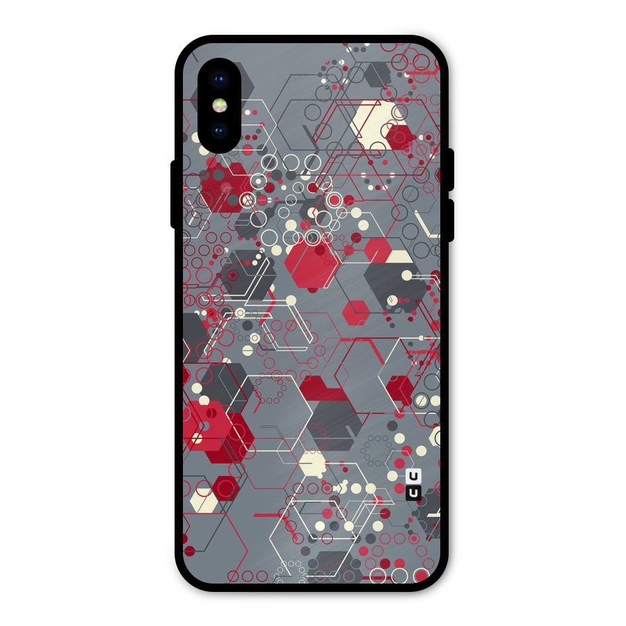 Hexagons Pattern Metal Back Case for iPhone X