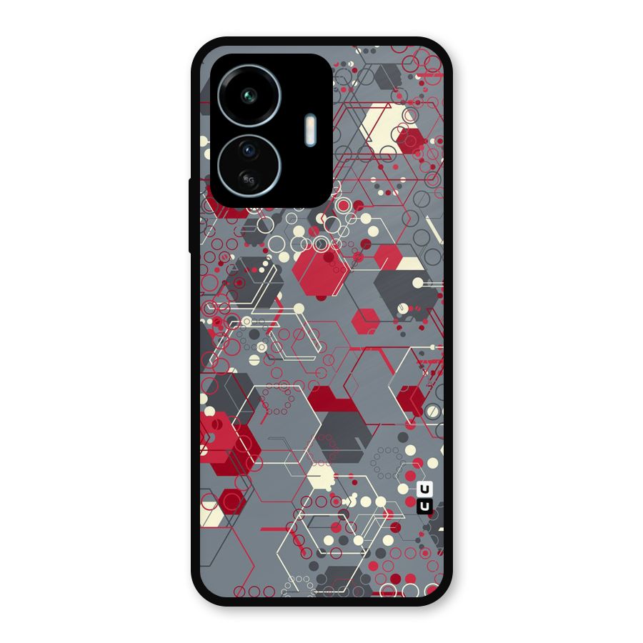 Hexagons Pattern Metal Back Case for vivo iQOO Z6 Lite 5G