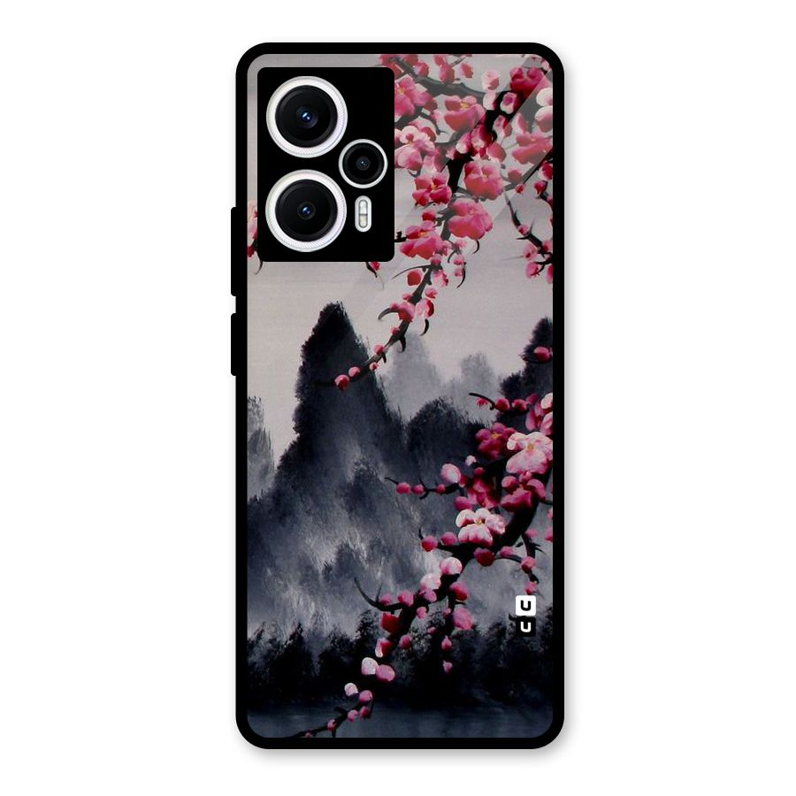 Hills And Blossoms Glass Back Case for Poco F5