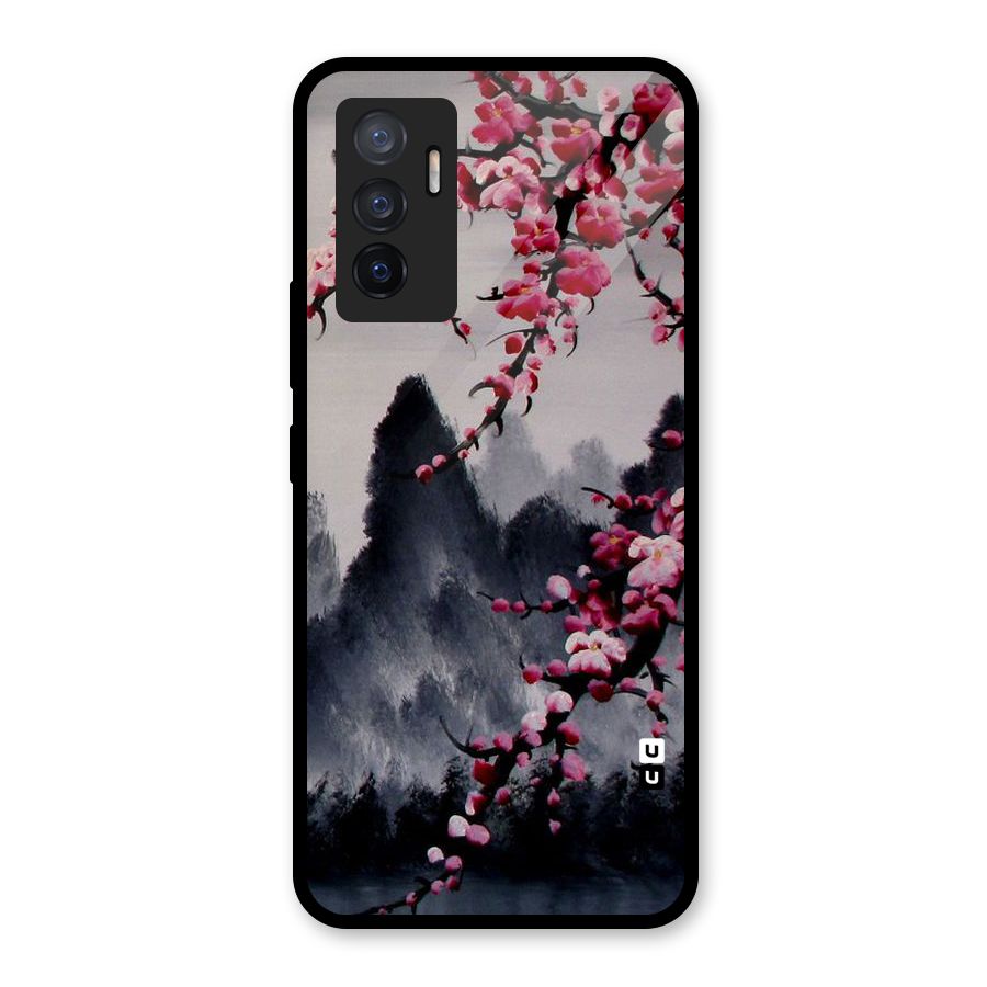 Hills And Blossoms Glass Back Case for Vivo V23e
