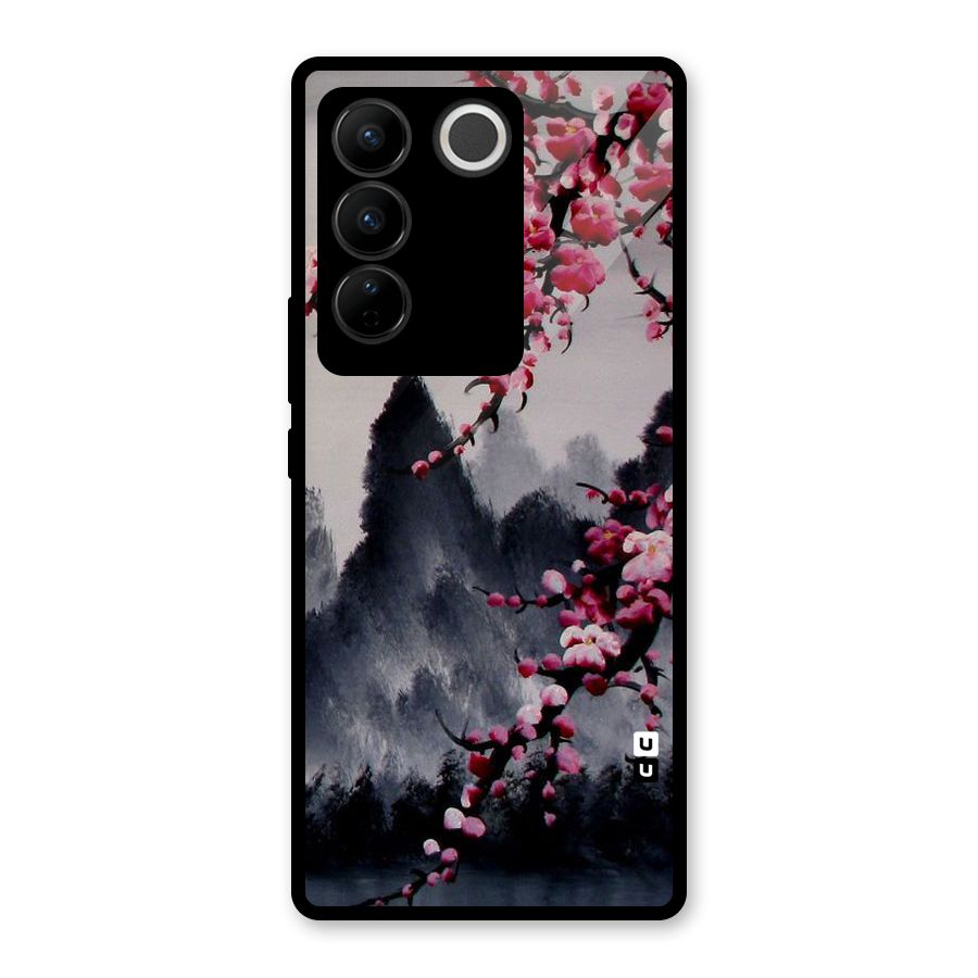 Hills And Blossoms Glass Back Case for Vivo V27 Pro