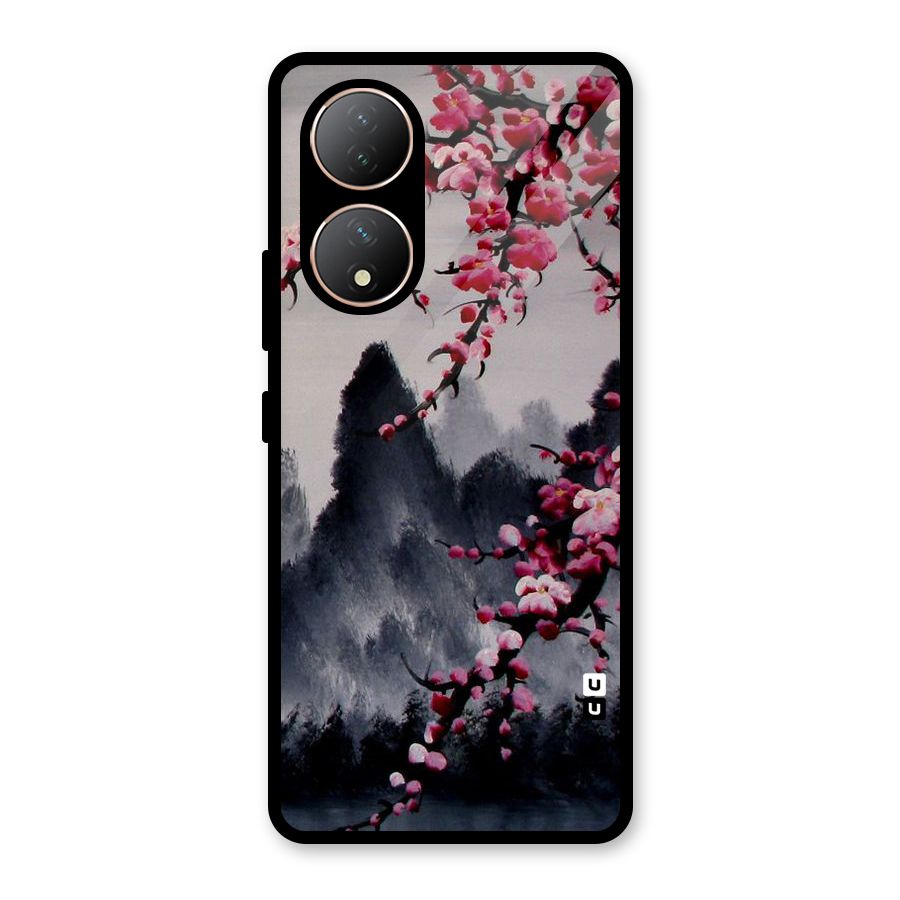 Hills And Blossoms Glass Back Case for Vivo Y100A