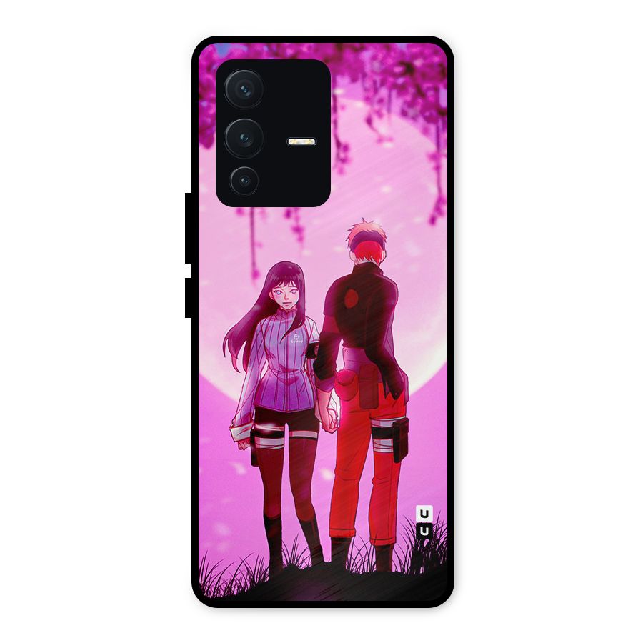 Hinata Holding Hand Metal Back Case for Vivo V23 5G