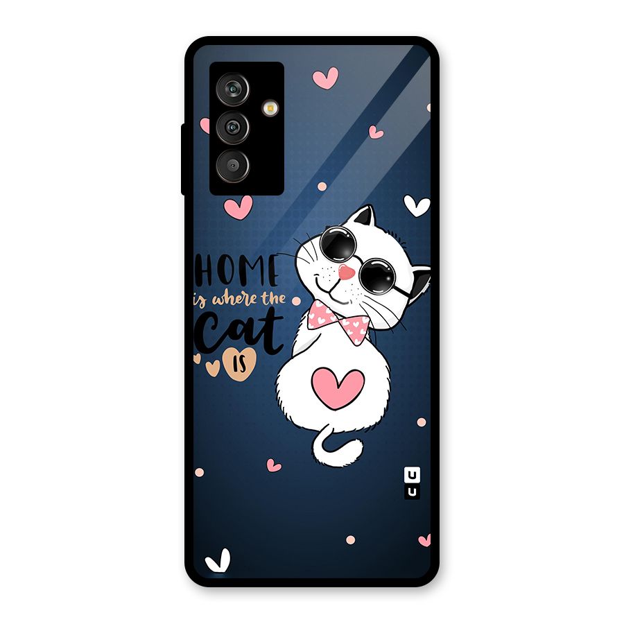 Home Where Cat Glass Back Case for Galaxy M13