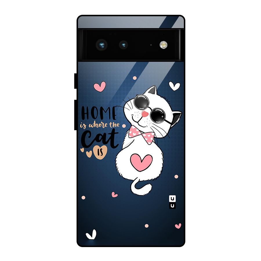 Home Where Cat Glass Back Case for Google Pixel 6