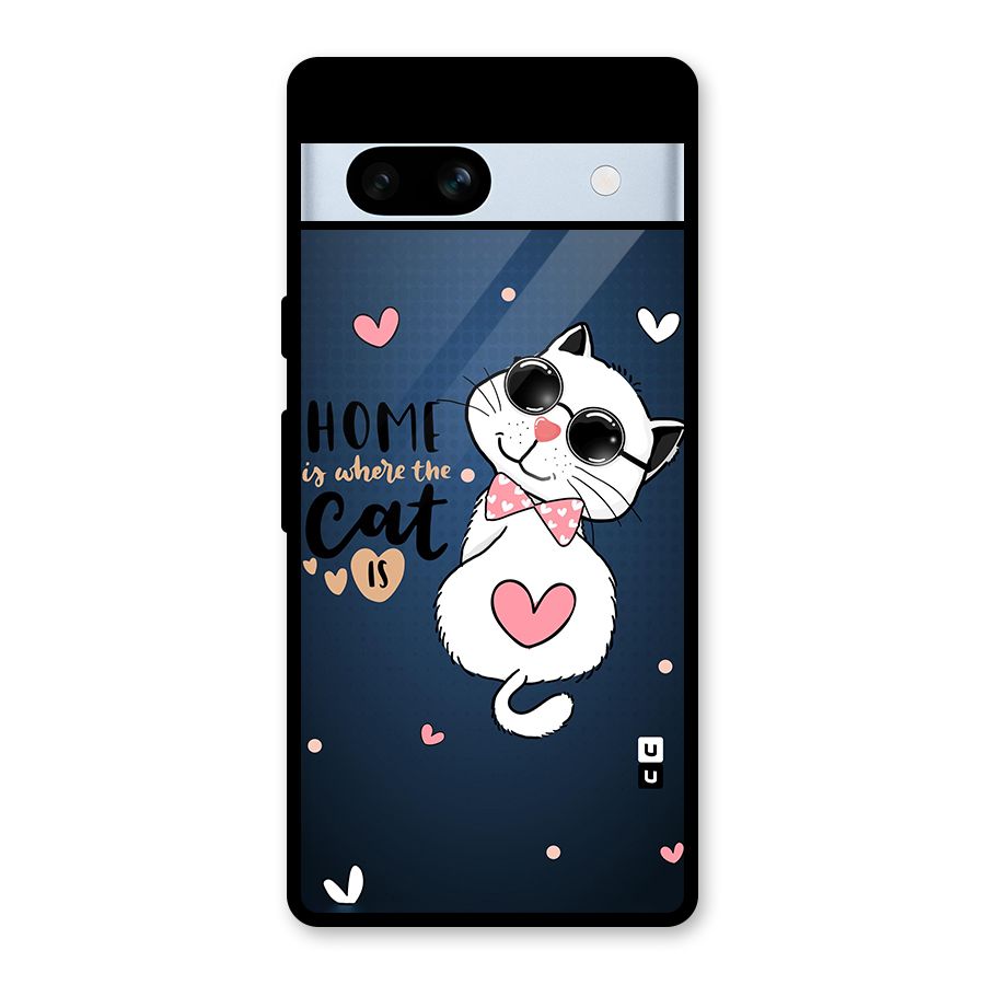 Home Where Cat Glass Back Case for Google Pixel 7a