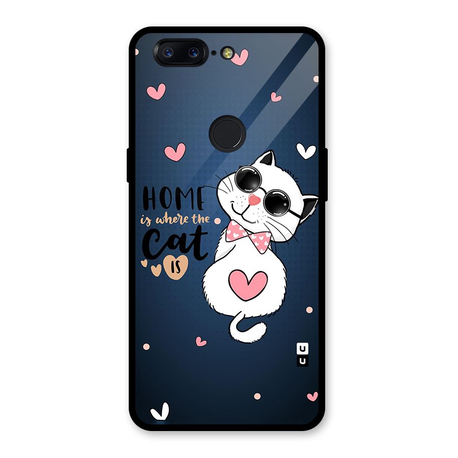 Home Where Cat Glass Back Case for OnePlus 5T